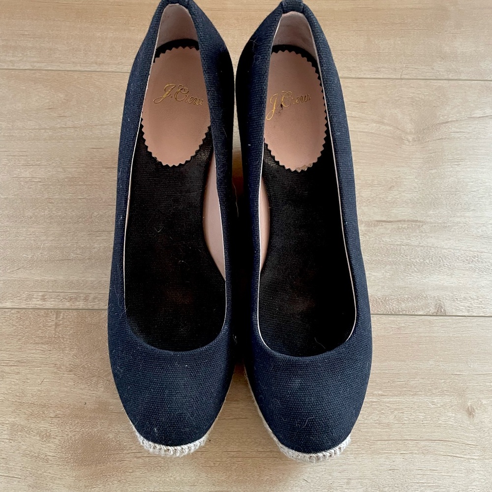 J. Crew Seville espadrille wedges in canvas size 8 black